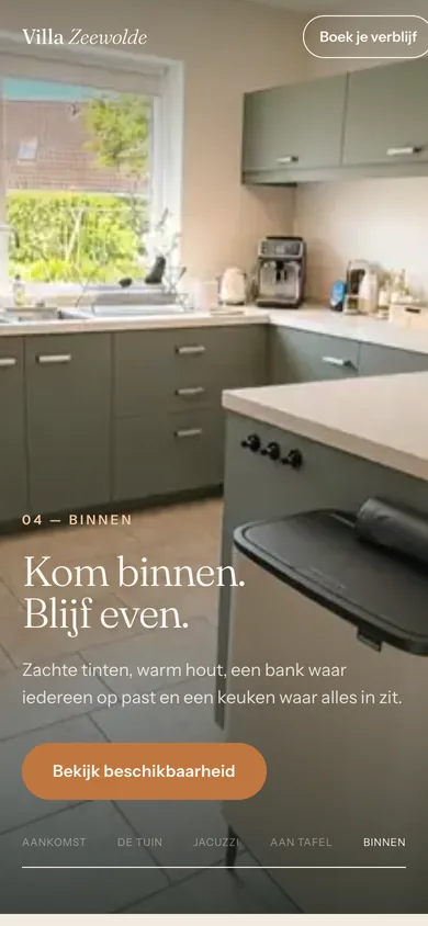 Website van Villa Zeewolde